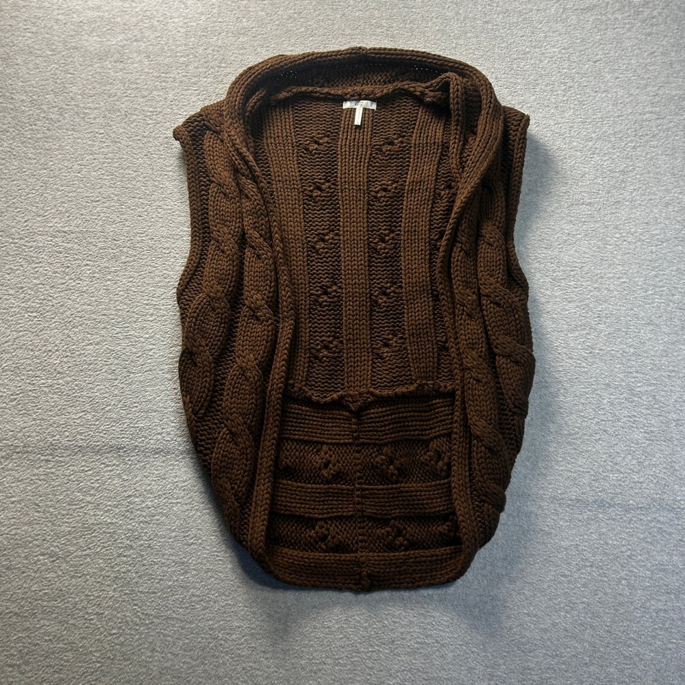 Front Sweater Vest Womens XL Brown Chunky Cable‎ Knit Open Metro 7